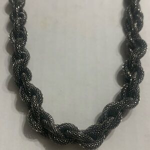 Large Twisted Gunmetal mesh rope necklace 34 in